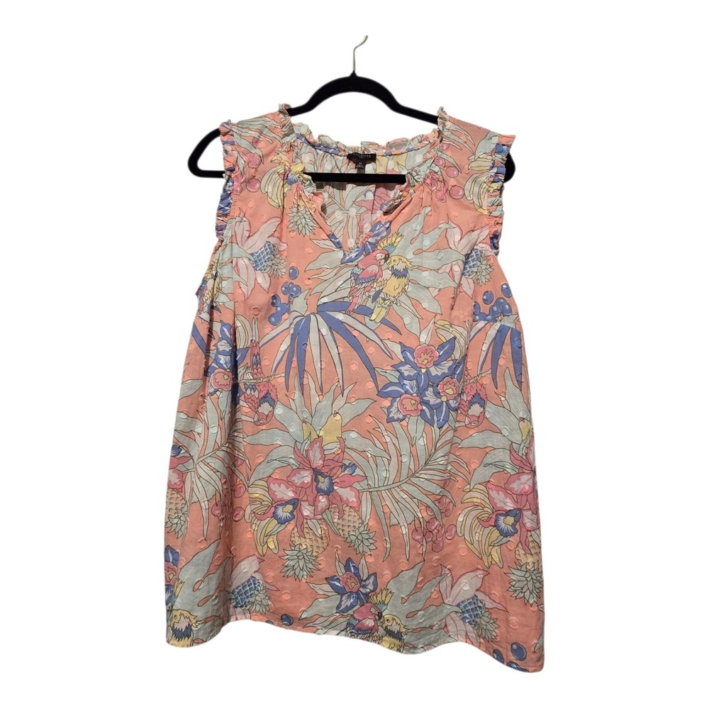 Floral Ruffled Sleeveless Top in Peach
